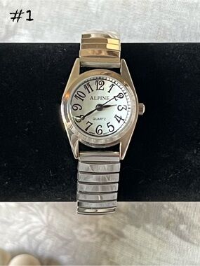 Alpine Easy Reader Quartz Watch Silver Stretch Expansion Band